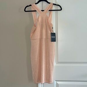 Peach Cowl Neck Midi Dress, US 10